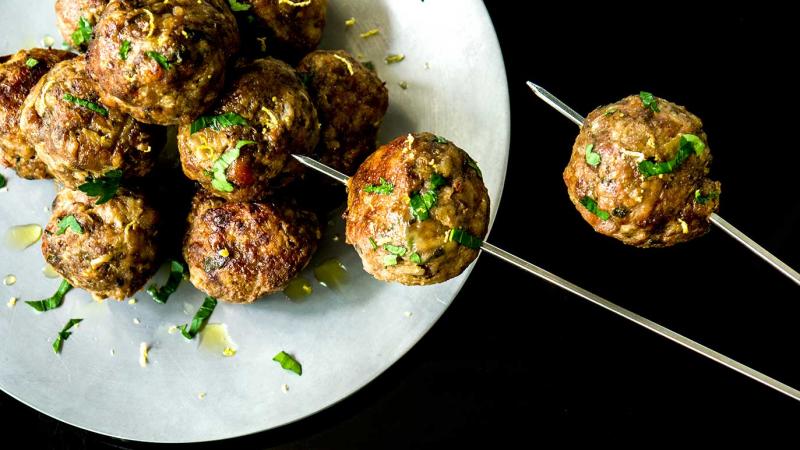 tonic beef & pork & fennel meatballs