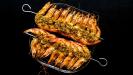 vegetable-flakes crusted grilled prawns