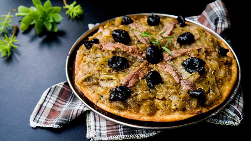 'pissaladière' à pain pita pour pique-nique