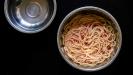 cold pasta salad starter with 'the freshest hand-crushed & no-cook heirloom tomato sauce'