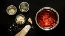 picnic focaccia with tomato-water dough & the 'freshest hand-crushed & no-cook heirloom tomato sauce' topping