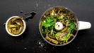 3 oven semi-dried vegetables & their 3 spreads : green peppers & red tomatoes & white mushrooms