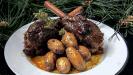 «retsina» resinated white wine-braised lamb shanks