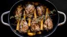 «retsina» resinated white wine-braised lamb shanks