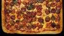 spicy & thick-crust spanish-style pizza with chorizo & roasted red pepper-tomato sauce