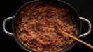 braised & shredded «kokkinisto» triple-meat sauce