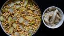 morue salée cuite au four avec légumes & pois chiches