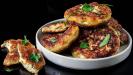 greek «tiganites» fritters with spring onions & fresh herbs & feta