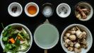 cream of roasted mushroom soup (with home-made mushroom broth & fried forest mushrooms garnish)