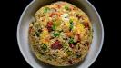 spanish egg-fried rice with chorizo & seafood