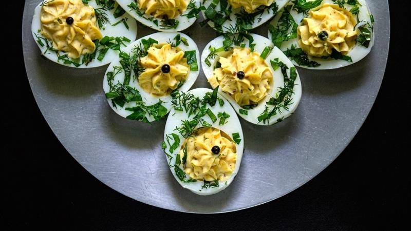 deviled eggs with fresh herbs
