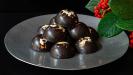 dark chocolate domes with salted peanuts & pretzels