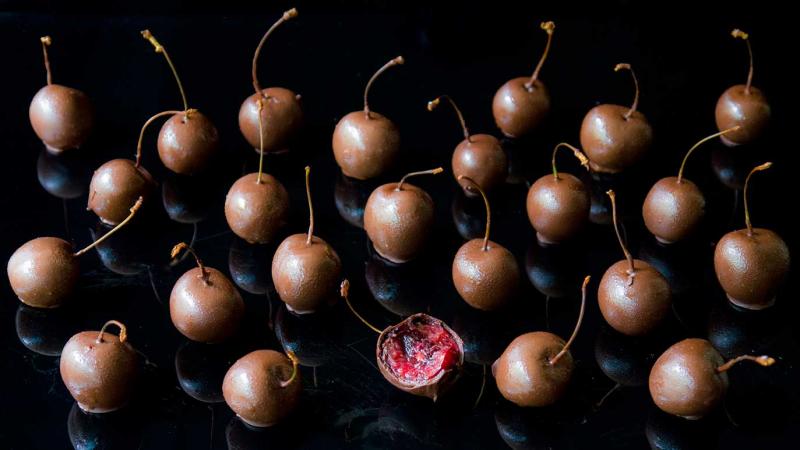 dark chocolate-dipped cherries