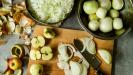 soupe à l'oignon gratinée (avec pommes et calvados)